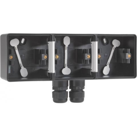 Miniatuur van Niko Hydro 3-voudig horizontale opbouwdoos - leeg met 2x M20 ingang IP55 - zwart (761-84952)
