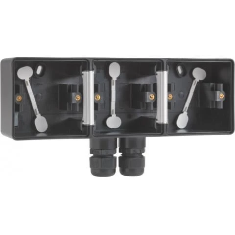 Miniatuur van Niko Hydro 3-voudig horizontale opbouwdoos - leeg met 2x M20 ingang IP55 - zwart (761-84952)