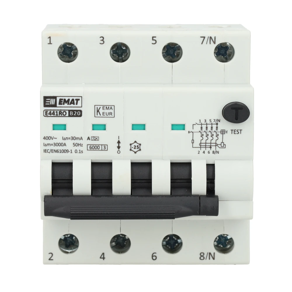 Miniatuur van EMAT differentieelautomaat 4-polig 20A B-curve 30mA (85006502)