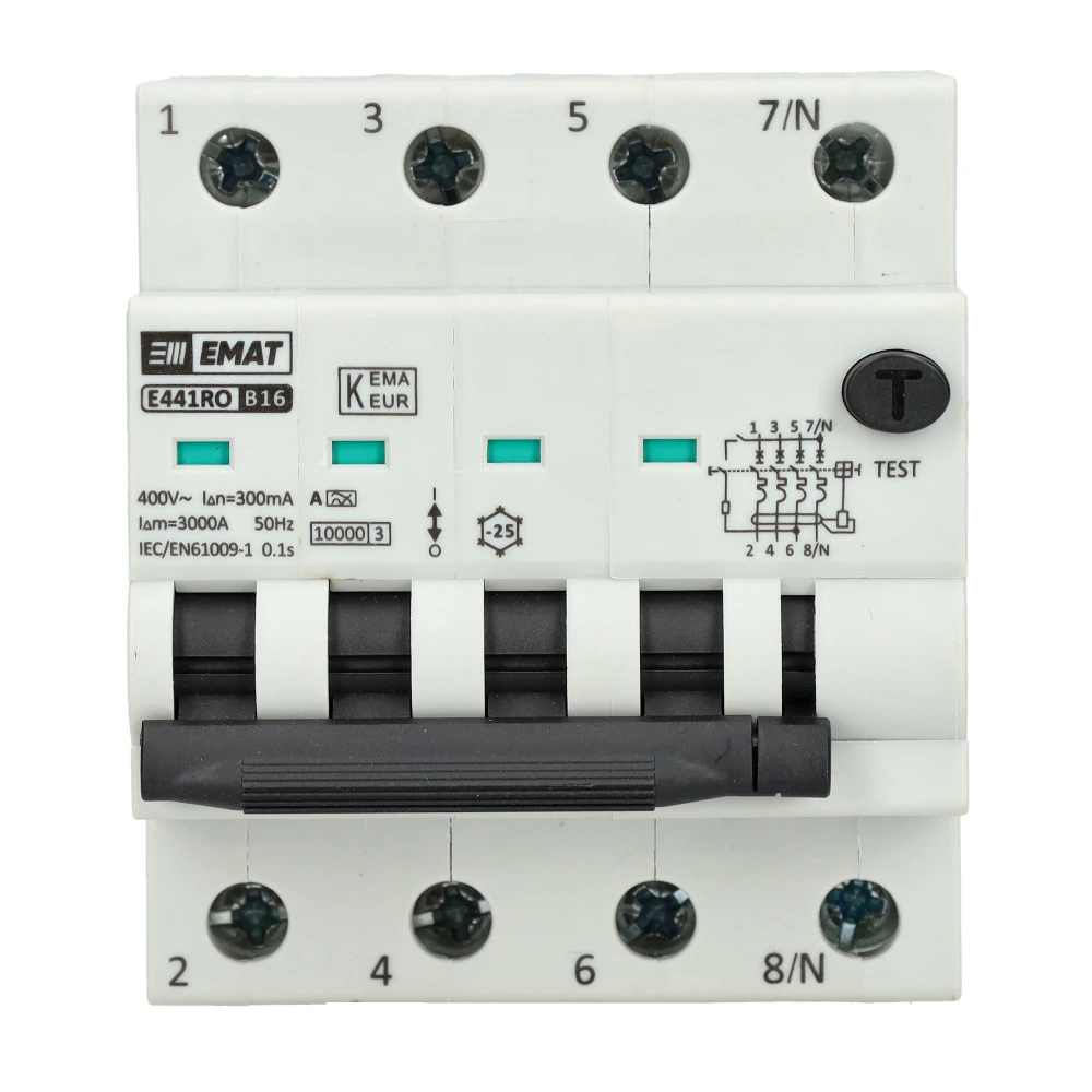 Miniatuur van EMAT differentieelautomaat 4-polig 16A B-curve 300mA (85006510)