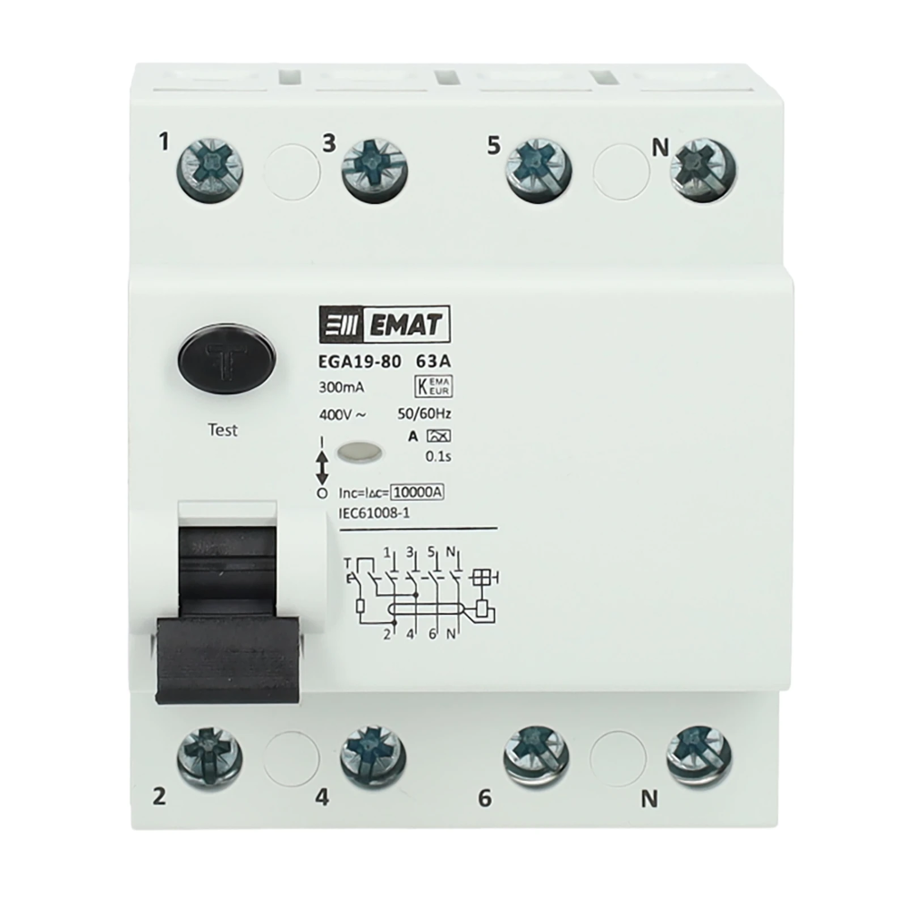 Miniatuur van EMAT differentieelschakelaar 4-polig 63A 300mA type A (85002007)