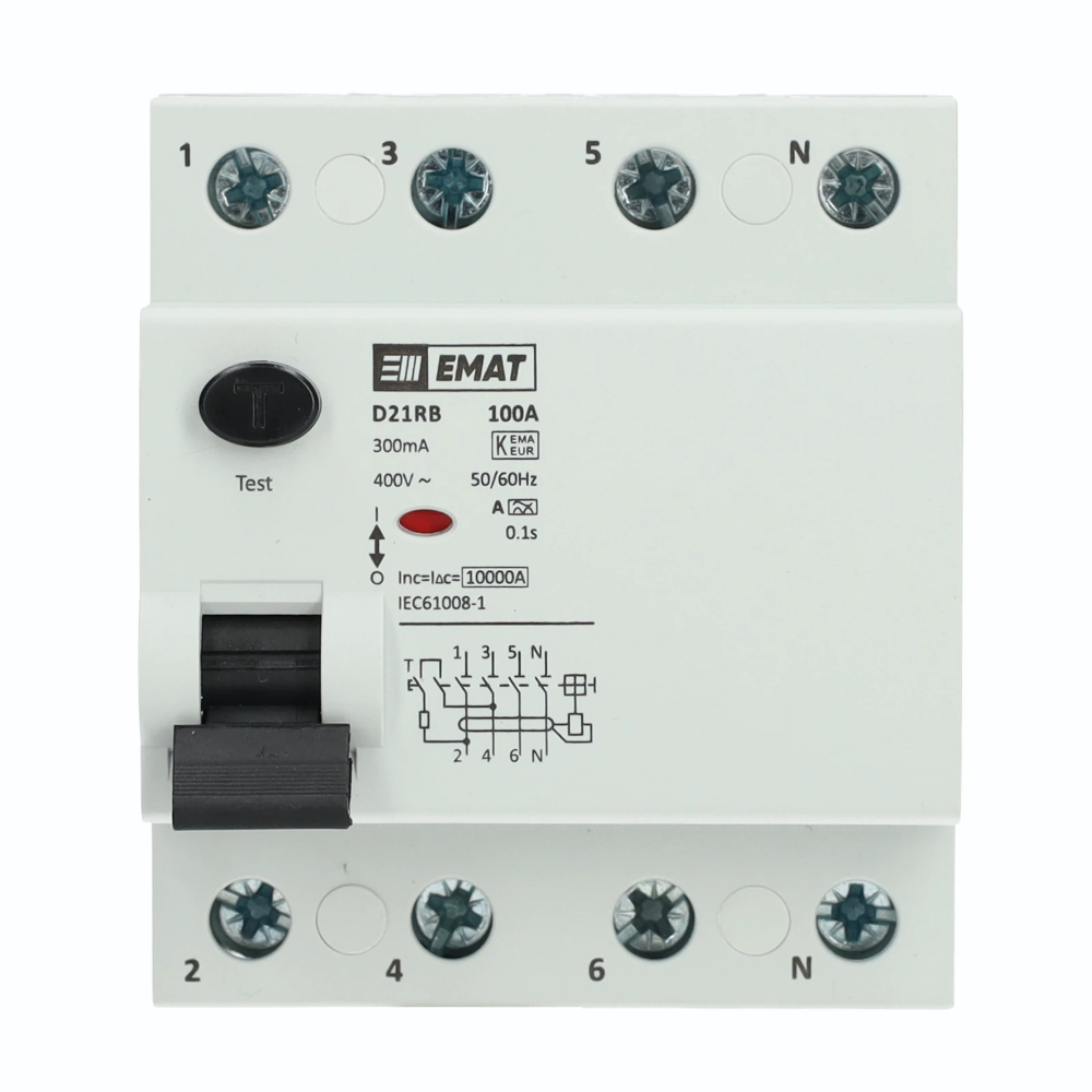 Miniatuur van EMAT differentieelschakelaar 4-polig 100A 300mA type A (85002046)