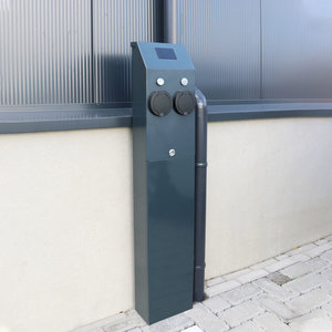 Miniatuur van EVHUB dubbele laadzuil 22kW type 2 socket met pasjessysteem - zwart (EVHUB201802PAS32A)