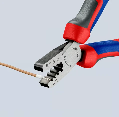 Miniatuur van KNIPEX krimptang voor adereindhulzen 0,25-2,5mm2 met 3-comp comfort handgreep KNIPEXtend (9762145A)