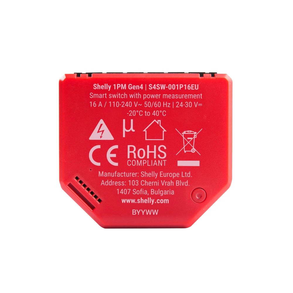 Miniatuur van Shelly 1PM slimme schakelaar Gen4 met WiFi en Bluetooth (S4SW-001P16EU)