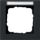 Gira E2 afdekplaat stopcontact 1-voudig met tekstkader zwart mat (109109)