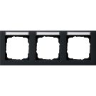 Gira E2 afdekplaat stopcontact 3-voudig horizontaal met tekstkader zwart mat (109309)