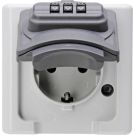 Kopp blue electric wandcontactdoos 1-voudig met randaarde, deksel IP44 cijferslot - grijs (109856007)