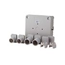 Power power aftakdoos onderbak met deksel en inzetstukken grijs 100x100mm² (2080160)