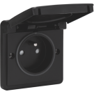Niko Hydro waterdicht stopcontact - zwart - met penaarde 16A 250V met schroefklemmen (zonder opbouwbehuizing) (761-36600)
