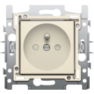 Niko stopcontact met penaarde  en beschermingsafsluiters - inbouwdiepte 28,5 mm - met schroefklemmen en afwerkingsset cream (100-66600)