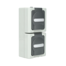 Kopp Kopp blue electric stopcontact IP44 verticaal met deksel en randaarde 2-voudig opbouw grijs (131456008)