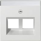 Gira afdekraam systeem 55 modular jack 2-voudig 30 graden met tekstkader zuiver wit glanzend (264003)