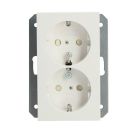 Gira stopcontact met randaarde, shutter en symbool 2-voudig voor 1,5-voudig apparaatdoos - systeem 55 zuiver wit mat (273527)