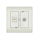 Technetix universele wandcontactdoos RJ45 (CAT6) / coax combidoos opbouw/inbouw (incl. opbouwrand) - wit glanzend (CL50-COMBI-S)
