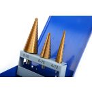 HBM 3 delige HSS - tin gecoate trapgatborenset / stappenborenset/ piramideborenset