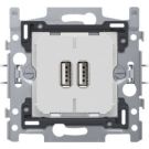 Niko sokkel dubbele USB (2xA) stopcontact max. 3,5A smart met schroefklemmen en klauwen (420-00510)