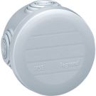 Legrand PLEXO aftakdoos rond IP55 4 kabelinvoeren membraan klikdeksel 60mm doorsnede 40mm hoog grijs (92001)
