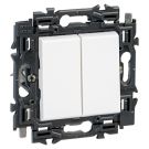 Legrand dubbele wisselschakelaar volledig apparaat met wip 10A met steekklemmen en spanklauwen - Valena Next Wit Opaal (741542)