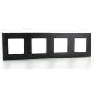 Legrand afdekplaat stopcontact 4-voudig 71mm centerafstand - Valena Next Zwart Gefumeerd (741154)