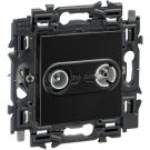 Legrand contactdoos TV/FM volledg apparaat 4-862 MHz met spanklauwen - Valena Next Zwart Gefumeerd (741772)