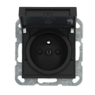 Gira stopcontact met aardingspen CEBEC en klapdeksel - systeem 55 zwart mat (4488005)
