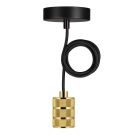 Bailey hanglamp Riga E27 met 1,5 meter textielsnoer - goud (141472)