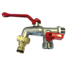 Rain kogelkraan messing verchroomd met dubbele uitloop aftap 1/2