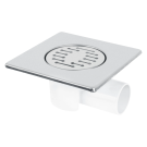 Differnz doucheput kunststof met zijuitlaat 72.5x150x150mm - mat chroom (33.010.78)