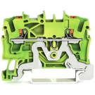 Wago aardklem 2-draads 2.5mm met drukknop groen-geel (2202-1207)