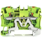 Wago aardklem 2-draads 4mm met drukknop groen-geel (2204-1207)