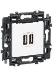 Legrand stopcontact 2x USB A volledig apparaat 3000mA met spanklauwen - Valena Next Wit Opaal (741534)