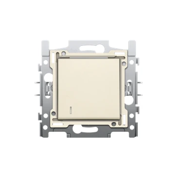 Niko enkelpolige controleschakelaar met 3 aansluitklemmen, sokkel, schoefklemmen en afwerkingsset cream