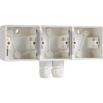 Niko New Hydro 3-voudig horizontale opbouwdoos - leeg met 2x M20 ingang IP55 - wit (701-84952)