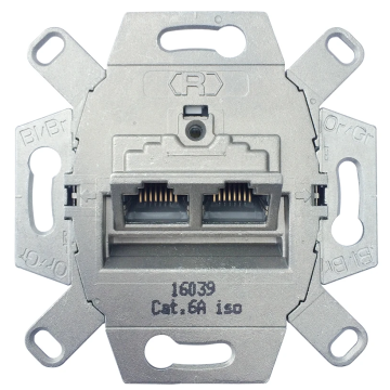 Universele data wandcontactdoos UAE inbouw basiselement UTP 2-voudig Cat6A(39071)