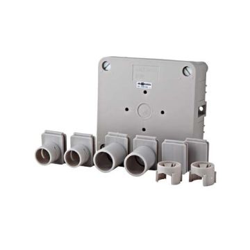 Power power aftakdoos onderbak met deksel en inzetstukken grijs 100x100mm² (2080160)