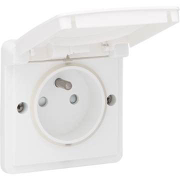 Niko Hydro waterdicht stopcontact - wit - met penaarde 16A 250V met schroefklemmen (zonder opbouwbehuizing) (701-36600)