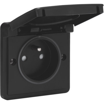 Niko Hydro waterdicht stopcontact - zwart - met penaarde 16A 250V met schroefklemmen (zonder opbouwbehuizing) (761-36600)