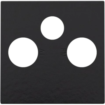 Niko centraalplaat voor 2 enkelvoudige coaxaansluitingen voor TV/FM en een satellietaansluiting - Pure Bakelite Piano Black (200-69551)