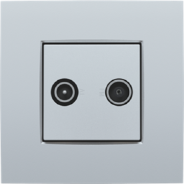 Niko centraalplaat voor 2 enkelvoudige coaxaansluitingen voor TV/FM en Telenet Interkabel - Intense Sterling (121-69702)