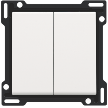Niko centraalplaat voor serieschakelaar, wisselschakelaar + drukknop N.O., dubbele wisselschakelaar of dubbele drukknop N.O. of N.G.- Pure Steel White (154-61505)