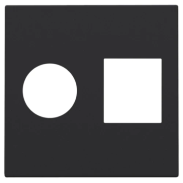 Niko centraalplaat voor combinatie coax met RJ45 - Pure Steel Black (161-65702)