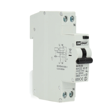EMAT differentieelautomaat 1-polig+nul 20A B-curve 300mA (85006018)