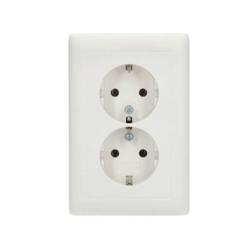 Gira stopcontact met randaarde en vaste centraalplaat 1,5 doos 2-voudig - standaard 55 zuiver wit mat (078204)