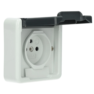 Gira afdekking stopcontact met aardpen en klapdeksel grijs (094530)