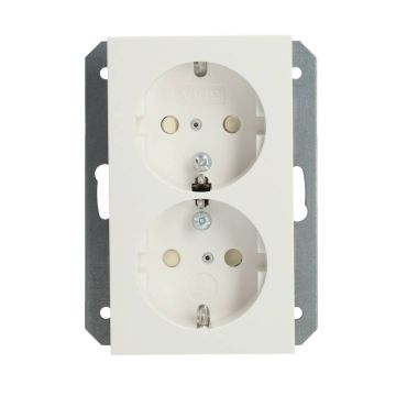 Gira stopcontact met randaarde, shutter en symbool 2-voudig voor 1,5-voudig apparaatdoos - systeem 55 zuiver wit mat (273527)