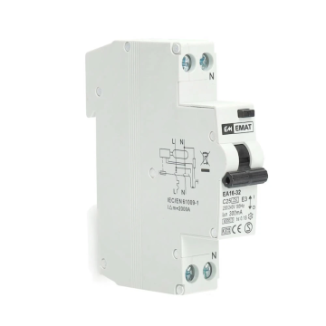 EMAT differentieelautomaat 1-polig+nul 25A C-curve 300mA (85006021)