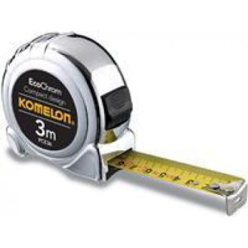 Komelon rolbandmaat rolmaat met stop 3m 16mm verchroomd ABS met clip (PEC36)