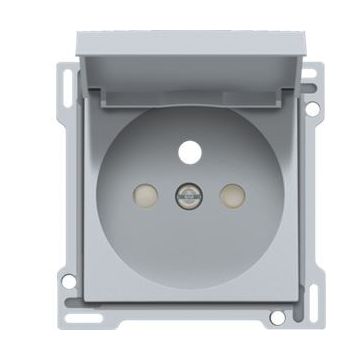 Niko centraalplaat voor stopcontact met klapdeksel, penaarde en kinderveiligheid inbouwdiepte 28,5mm - Intense Sterling (121-66603)