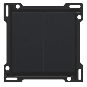 Niko centraalplaat voor wissel/wisselschakelaar, serieschakelaar + dubbele wip drukknop NO of NC - Intense Matt Black (161-61505)